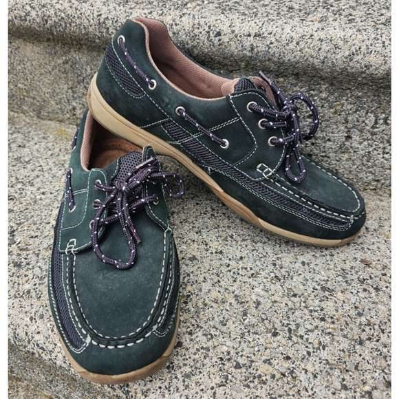 G.H. Bass Men's Blue Leather Topsiders 10M Boat Shoes Loafers Free Shipping - Picture 1 of 7